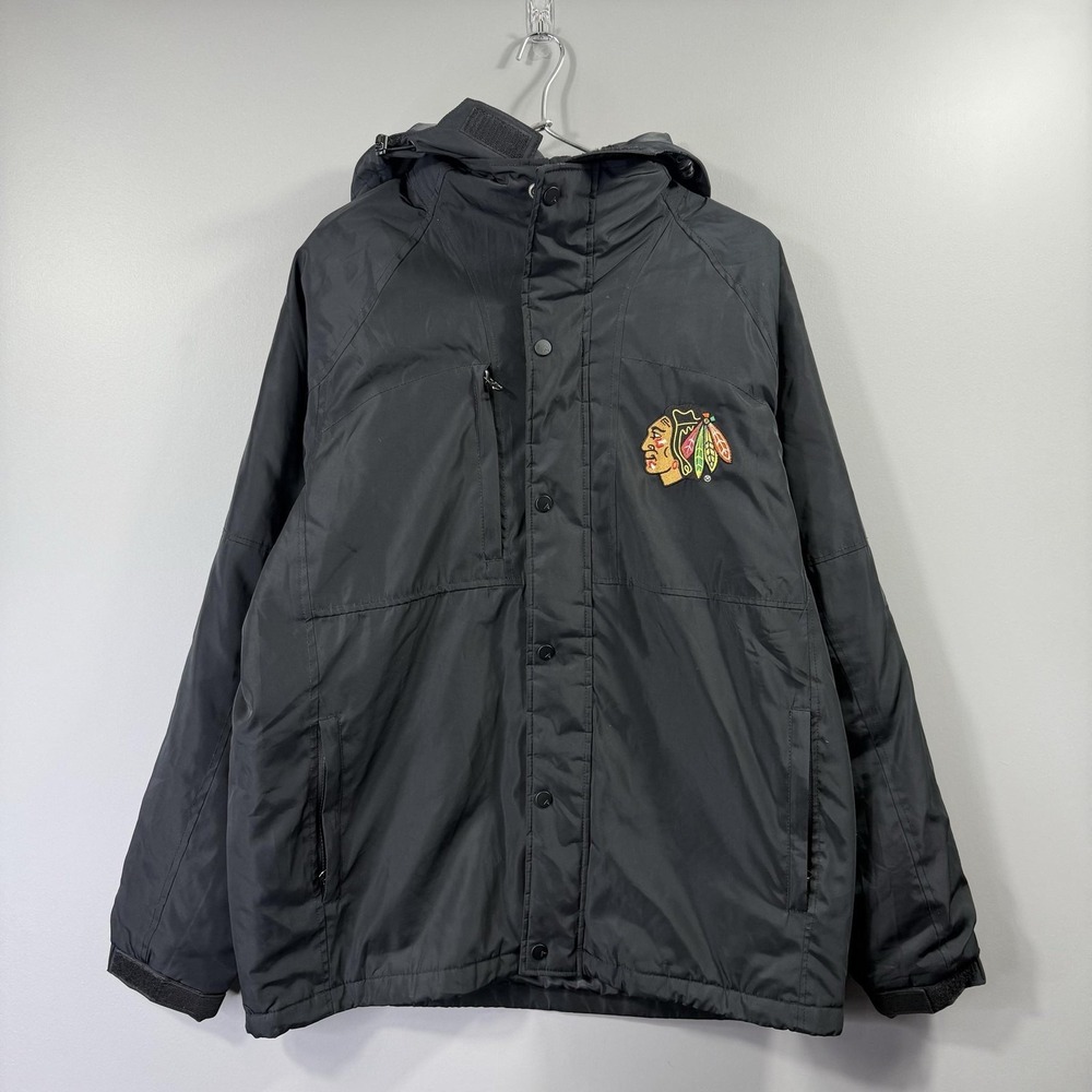 Chicago Blackhawks Jacket Mens Large Gray NHL Hockey Antigua Insulated Coat